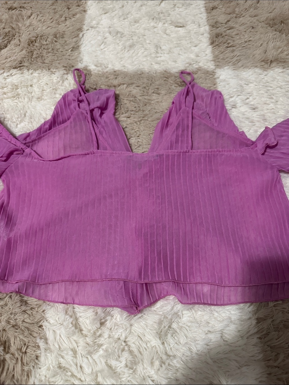 Zara Pink Ruffle Off-Shoulder Crop Top - Picture 6 of 6